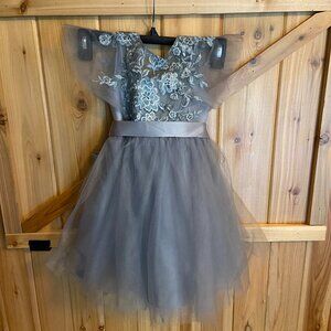 JJ House Puffy Tulle Flower Girl Dress Dusty Blue Toddler 2